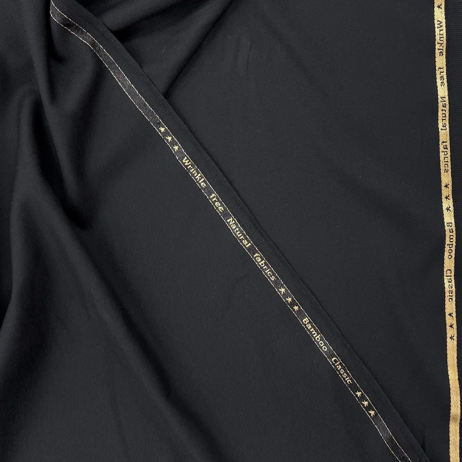 Woven Bamboo/Recycled Polyester Fibre Dyed Fabric - Black - Image 4