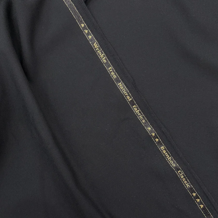 Woven Bamboo/Recycled Polyester Fibre Dyed Fabric - Black