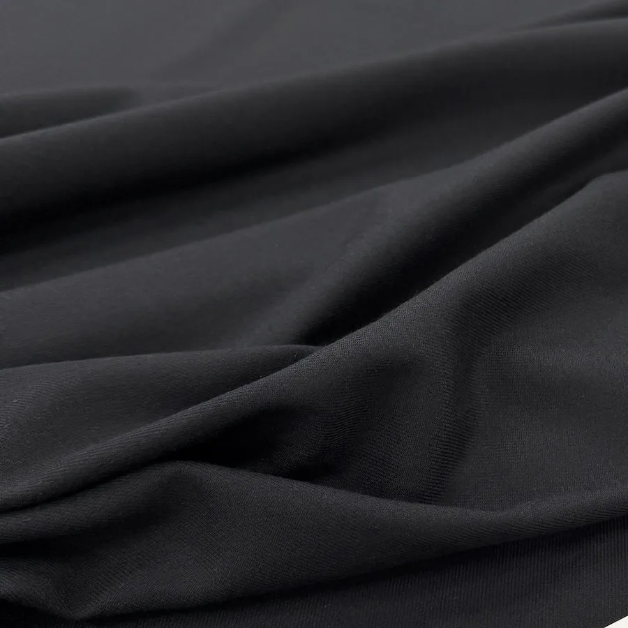 Woven Bamboo/Recycled Polyester Fibre Dyed Fabric - Black - Image 5