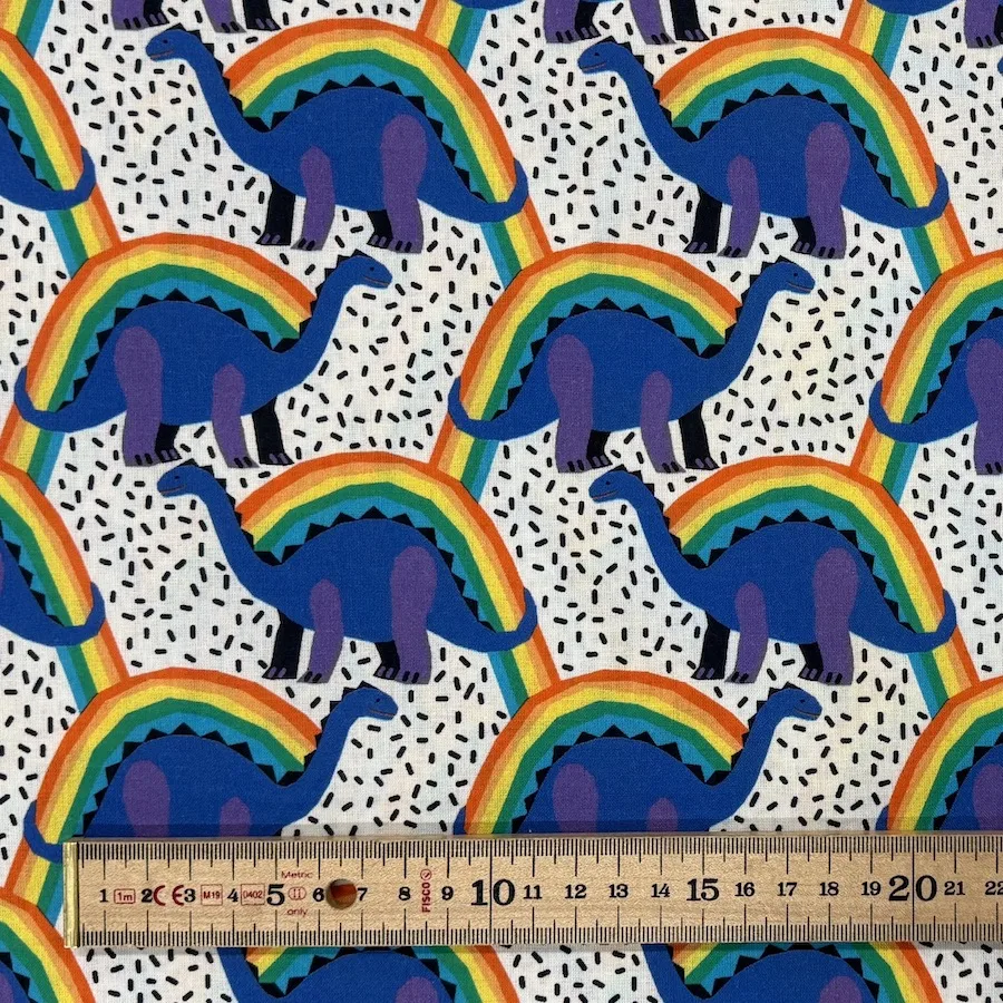 Little Johnny 100% Cotton Poplin - Rainbow Dinosaur - Image 3