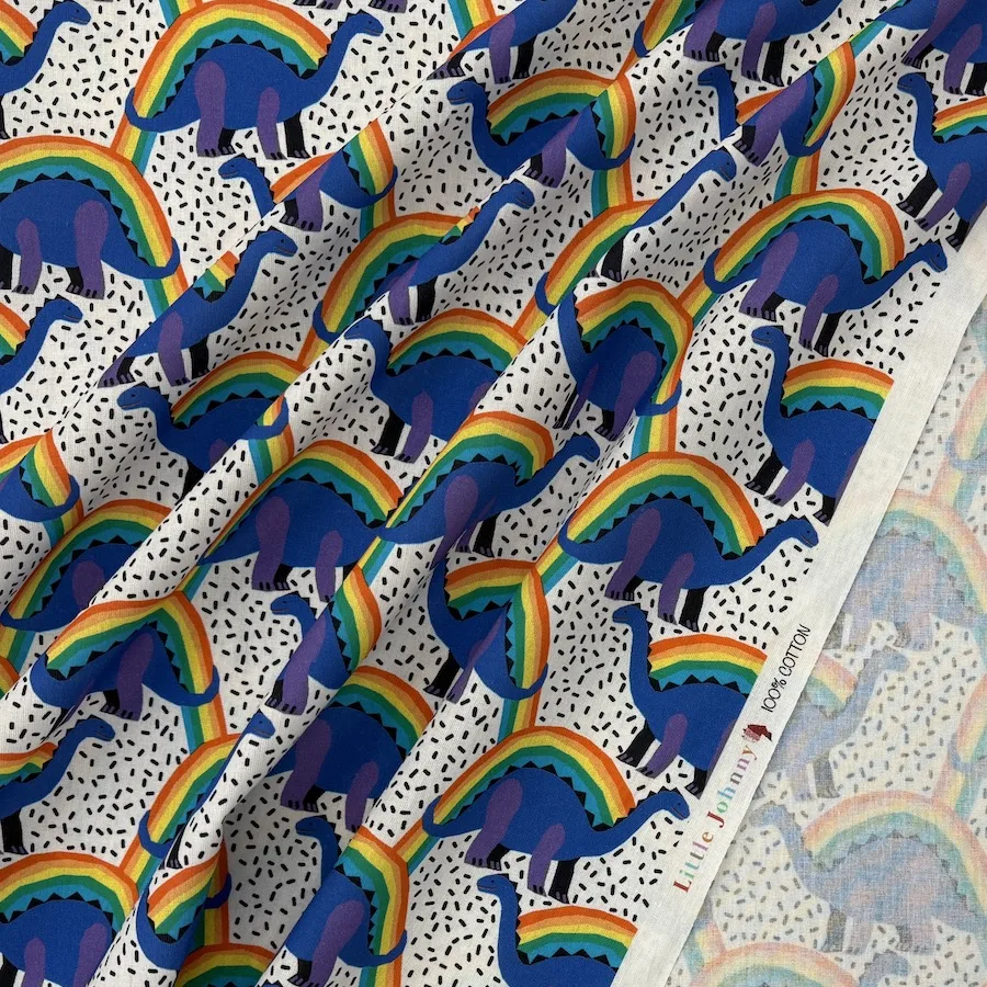Little Johnny 100% Cotton Poplin - Rainbow Dinosaur - Image 2