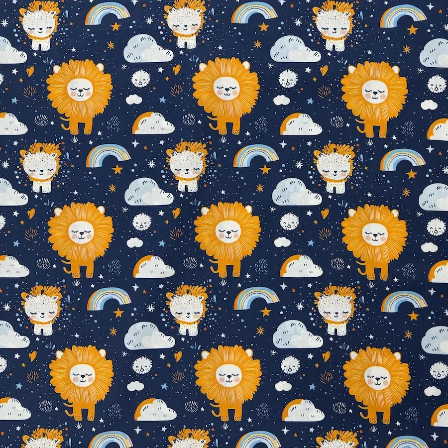 100% Cotton Poplin - Sleeping Lions
