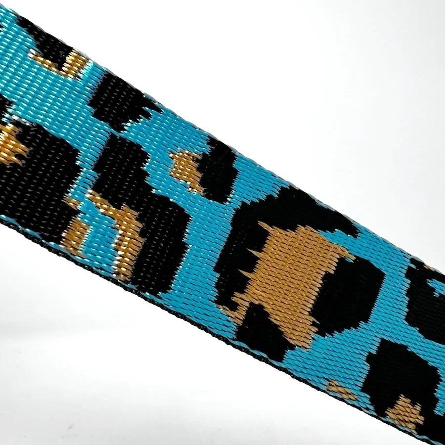 38mm Webbing - Animal Print - Turquoise - Image 2