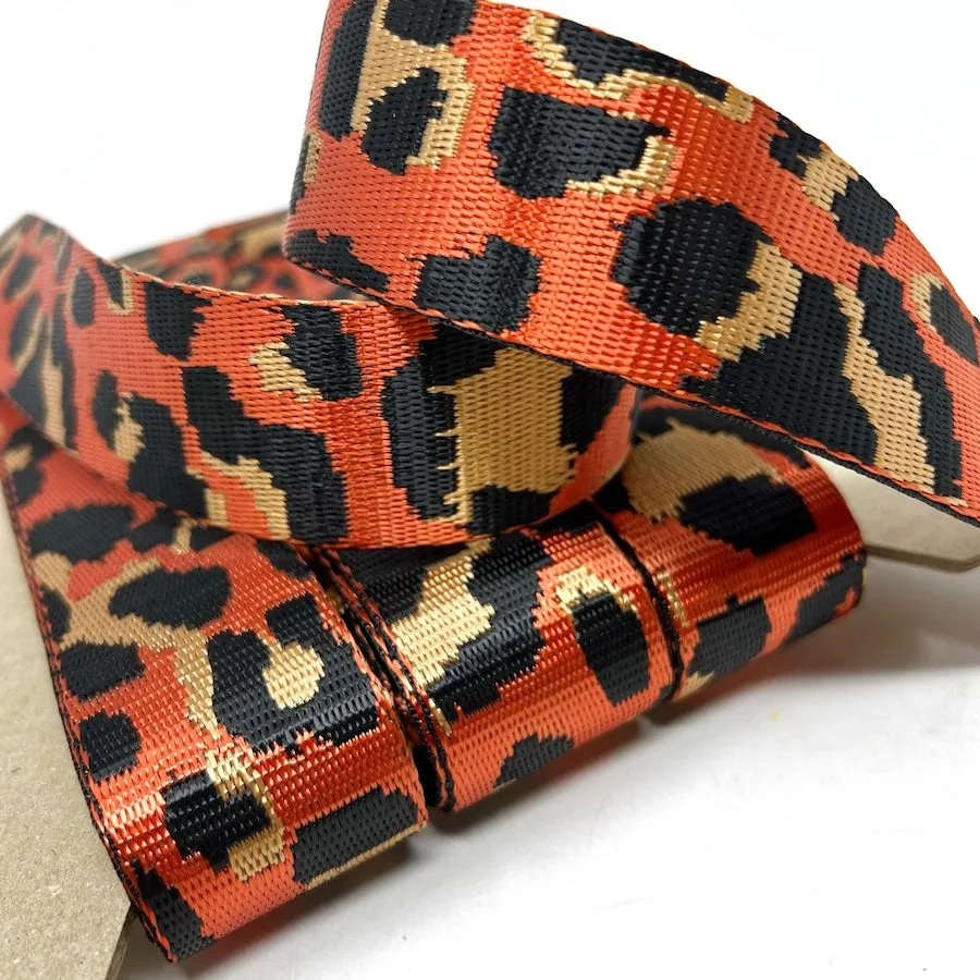 38mm Webbing - Animal Print - Orange - Image 2