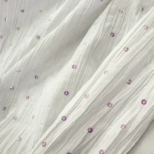 Sequin Striped Cotton - White/Mauve