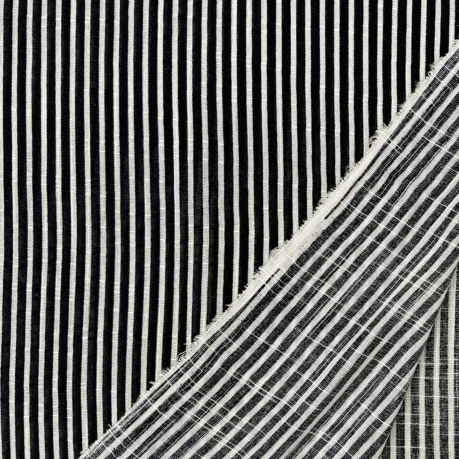 Lightweight 100% Cotton Stripes - Navy/White - Image 4