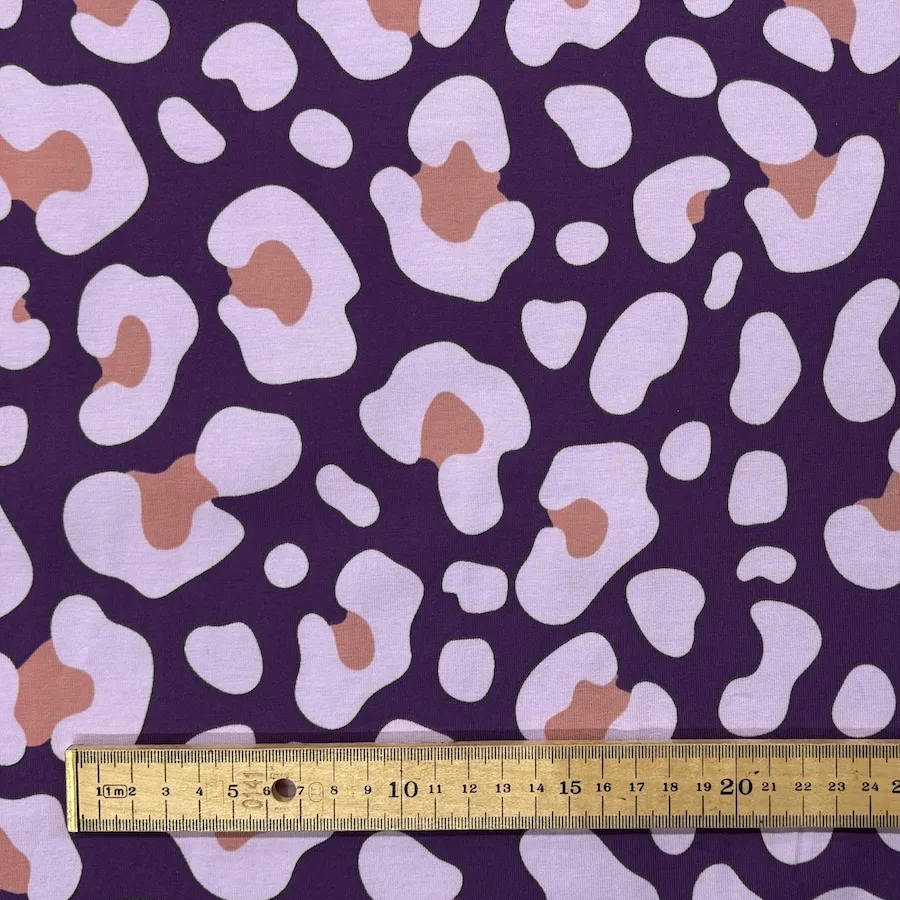 Cotton Lycra Jersey - Leopard Spots on Purple - Image 2