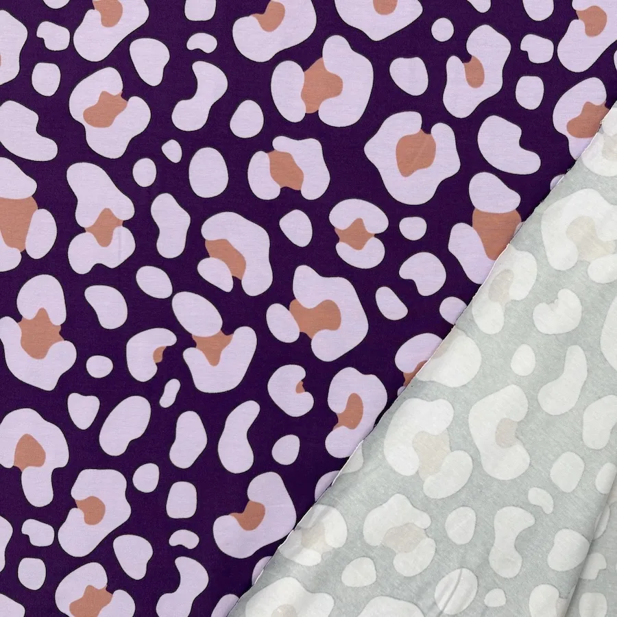 Cotton Lycra Jersey - Leopard Spots on Purple - Image 3
