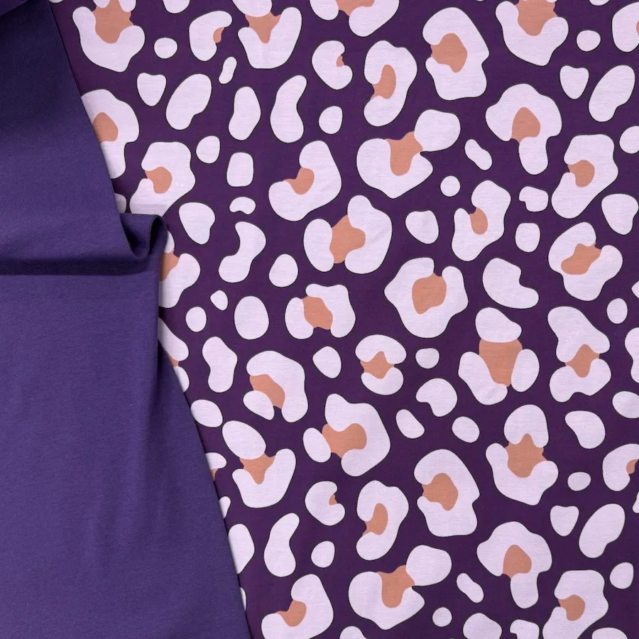 Cotton Lycra Jersey - Leopard Spots on Purple - Image 5