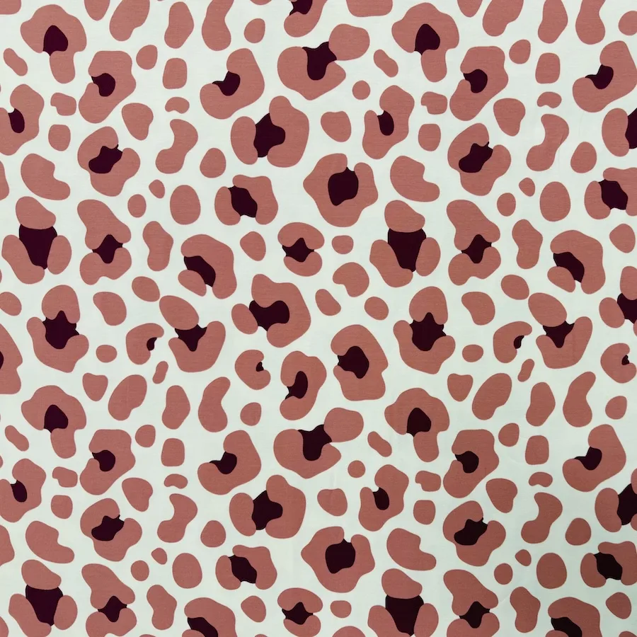 Cotton Lycra Jersey - Leopard Spots on Cream - Image 2