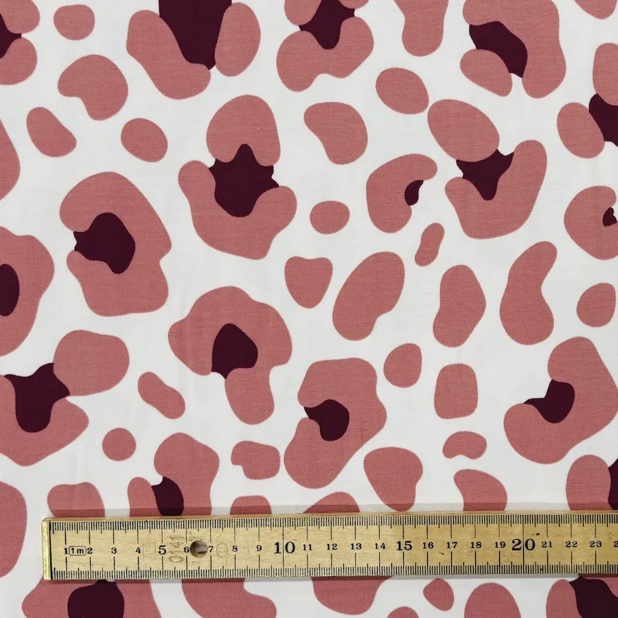 Cotton Lycra Jersey - Leopard Spots on Cream - Image 3