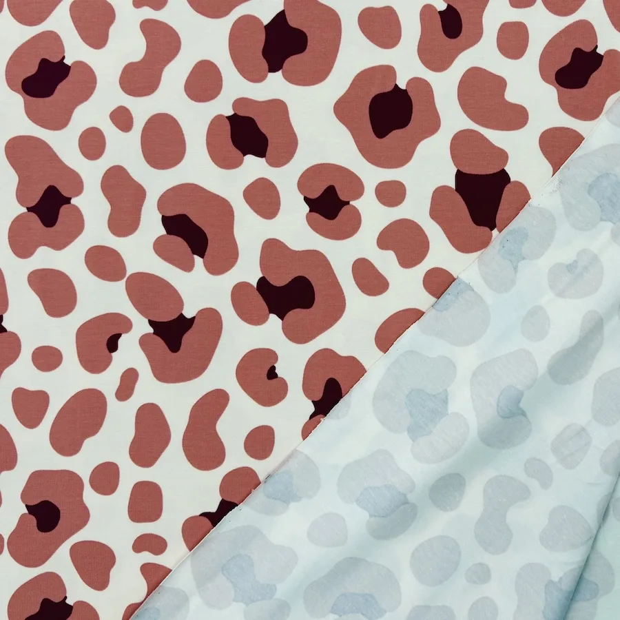 Cotton Lycra Jersey - Leopard Spots on Cream - Image 4