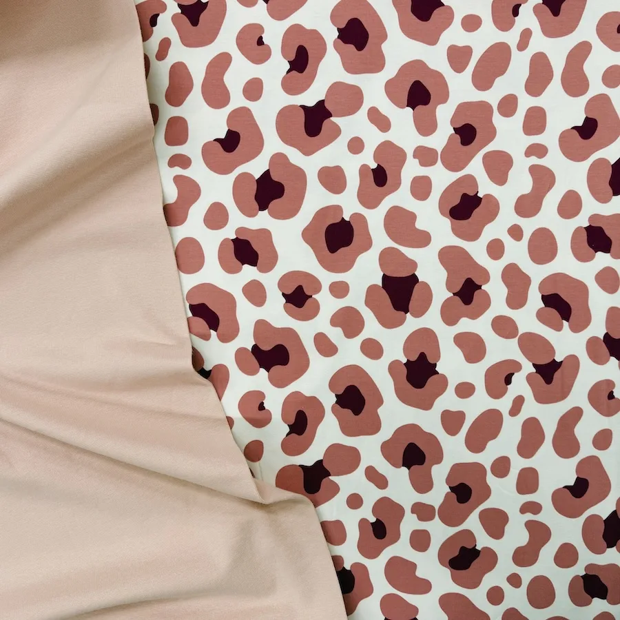 Cotton Lycra Jersey - Leopard Spots on Cream - Image 5