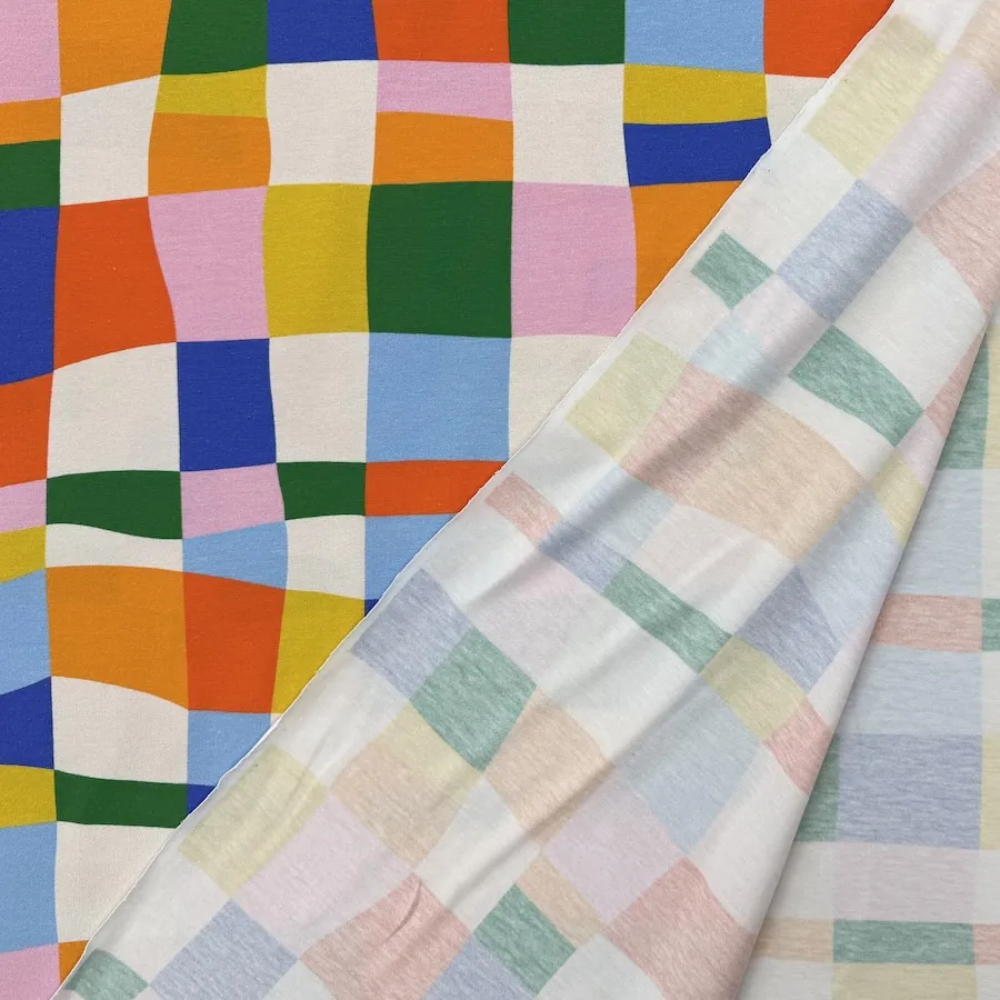 Cotton Lycra Jersey - Irregular Checks - Image 3