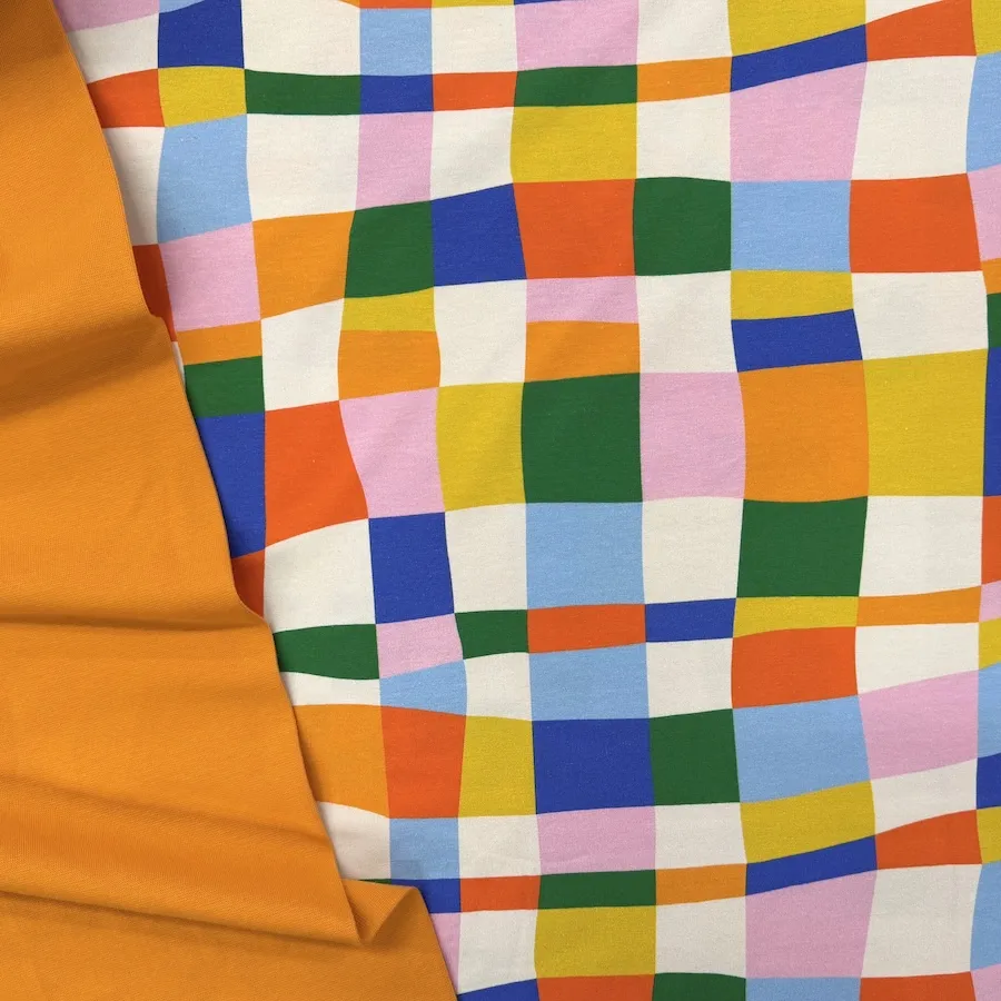 Cotton Lycra Jersey - Irregular Checks - Image 6