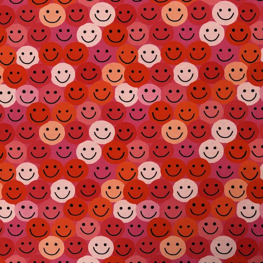 Cotton Lycra Jersey - Pink Smilies
