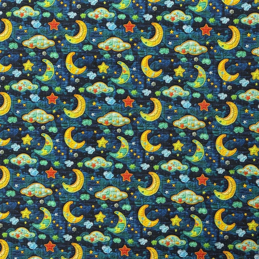 100% Cotton Poplin - 3D Quilted Effect Night Sky - Image 2