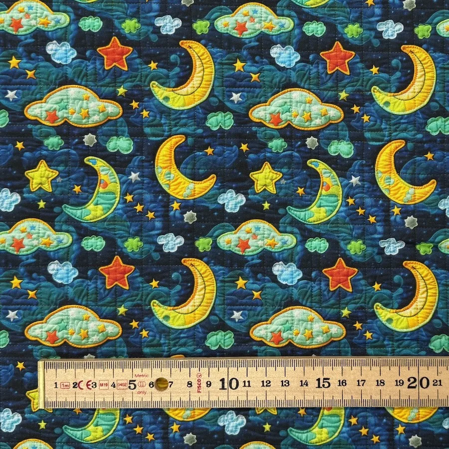 100% Cotton Poplin - 3D Quilted Effect Night Sky - Image 3