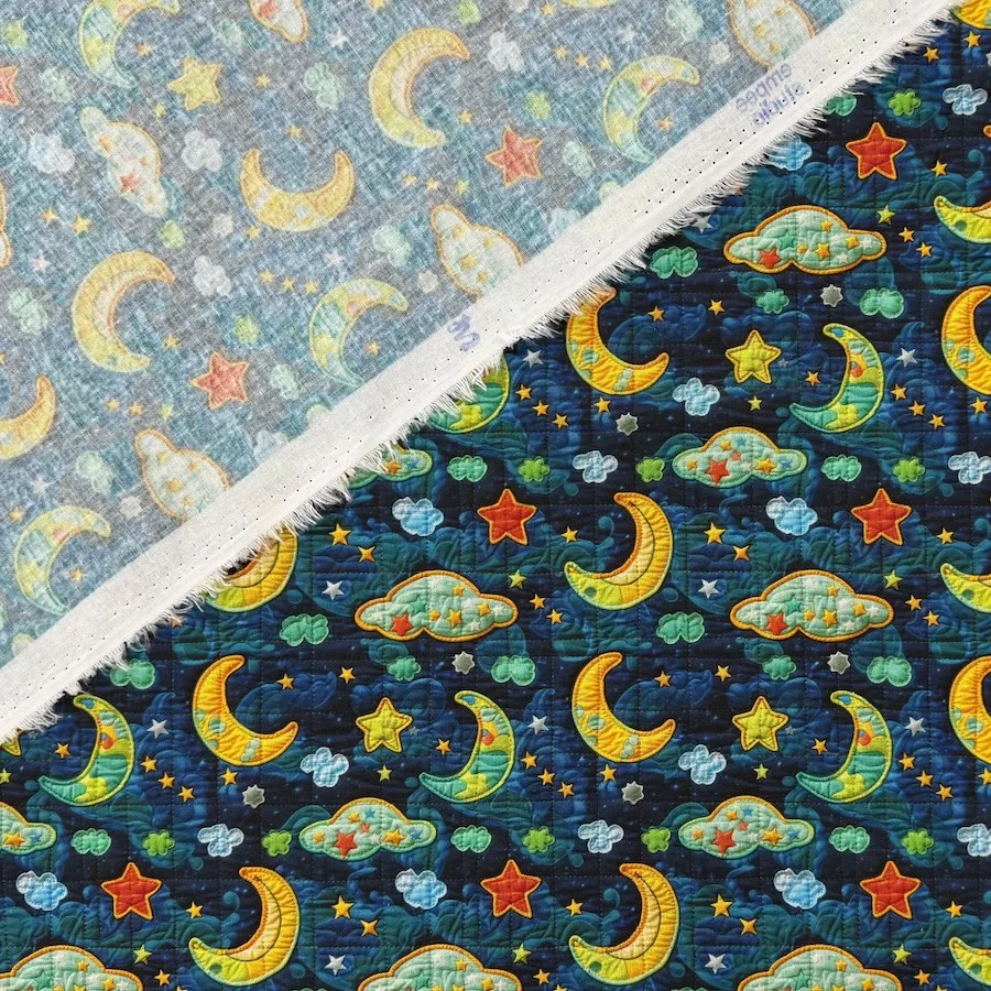 100% Cotton Poplin - 3D Quilted Effect Night Sky - Image 4