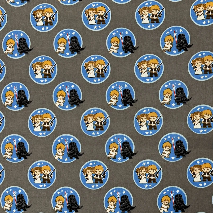100% Cotton Poplin - Star Wars Collection - Tiny Characters: Luke & Leia