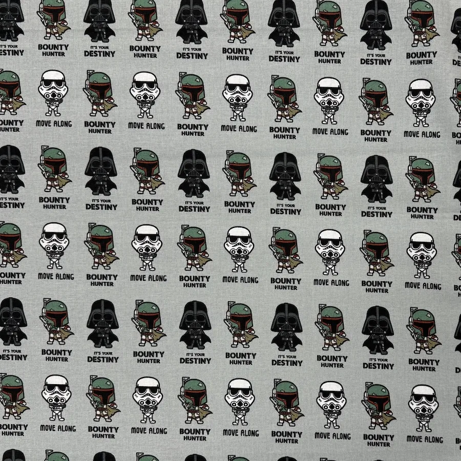 100% Cotton Poplin - Star Wars Collection - Tiny Characters: Bounty Hunter