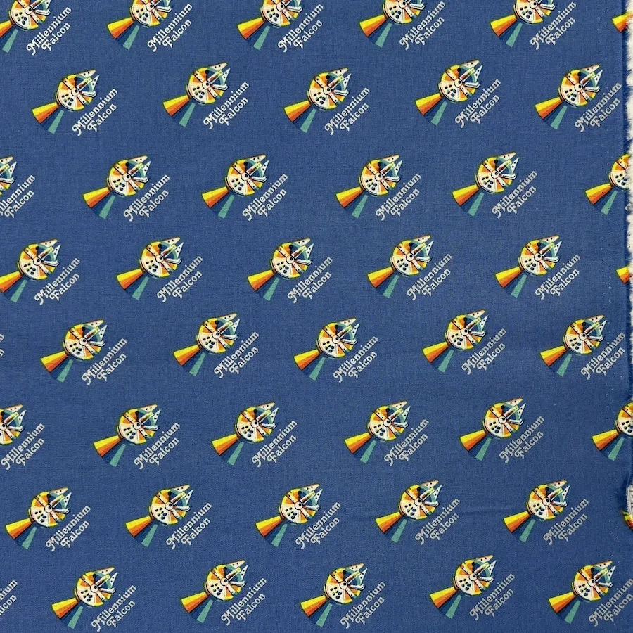 100% Cotton Poplin - Star Wars Collection - Rainbow Millennium Falcon