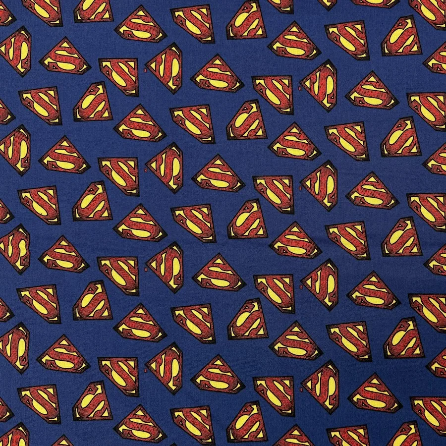100% Cotton Poplin - DC Collection - Superman Logo