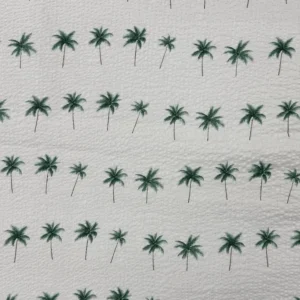 Sevenberry Cotton Seersucker - Stylish Aloha - Palm Trees on White