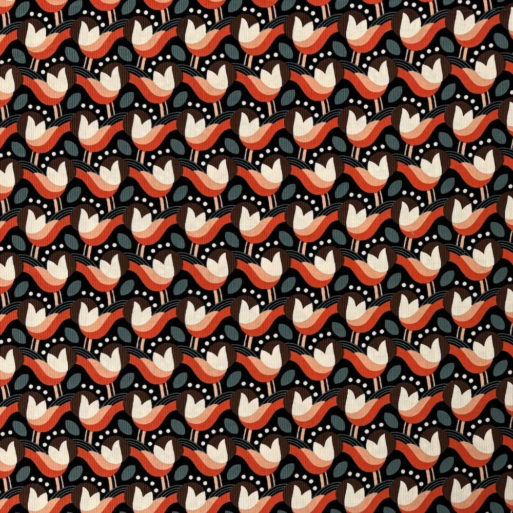 Dashwood Studios 21w 100% Cotton Corduroy - Kaleidoscope - Coral Tulips - Image 2