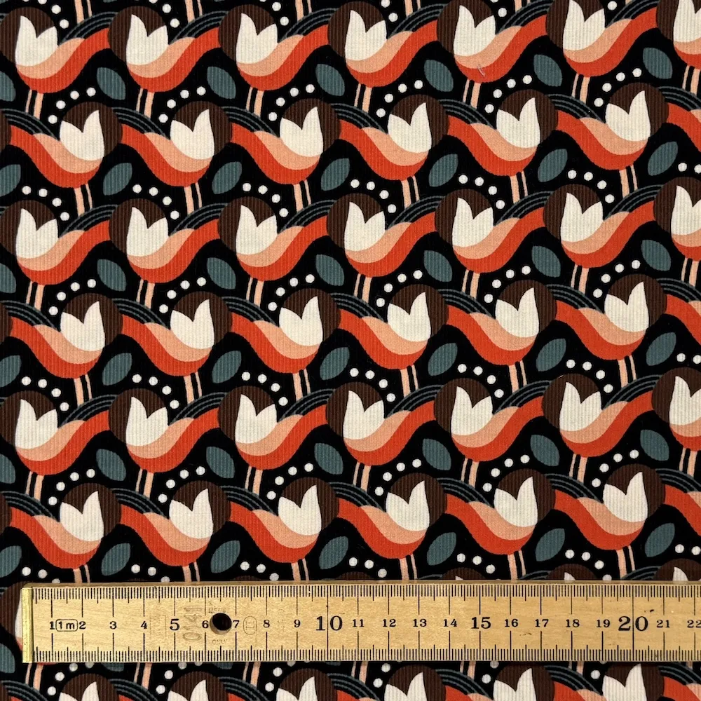 Dashwood Studios 21w 100% Cotton Corduroy - Kaleidoscope - Coral Tulips - Image 3