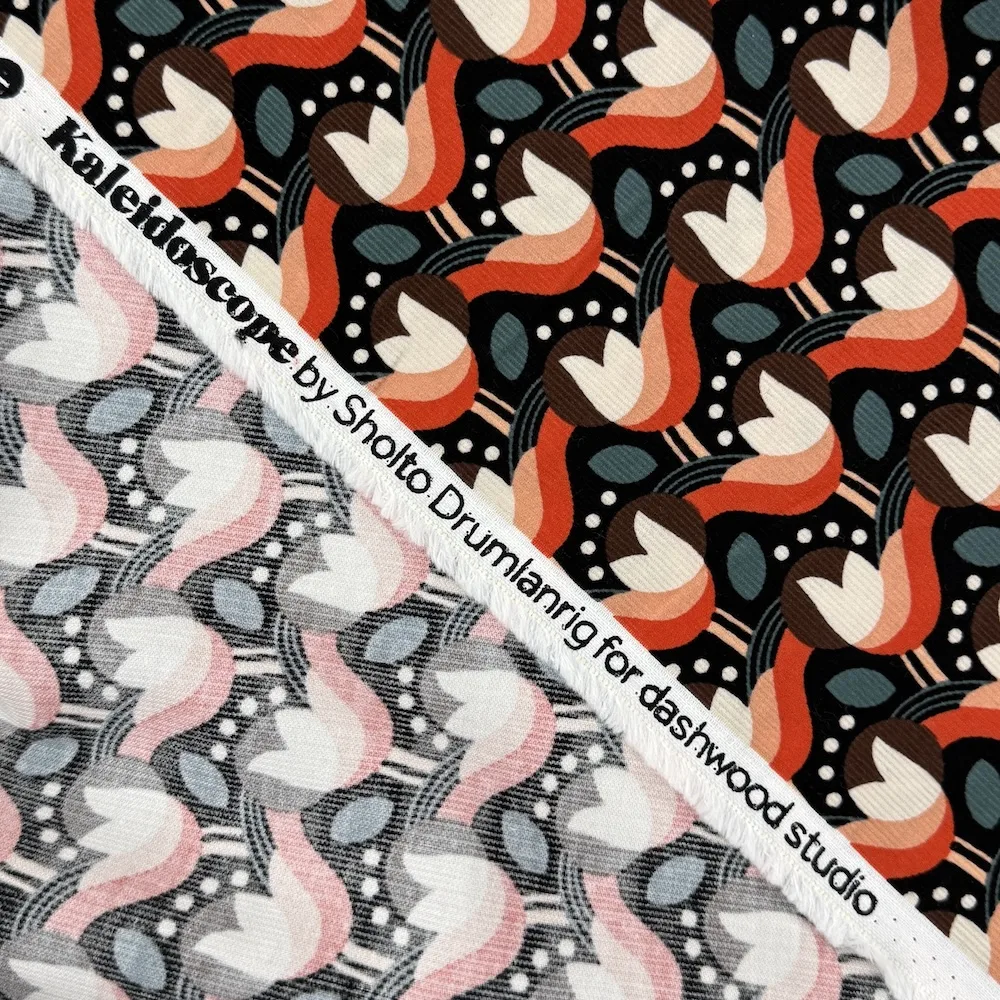 Dashwood Studios 21w 100% Cotton Corduroy - Kaleidoscope - Coral Tulips - Image 4