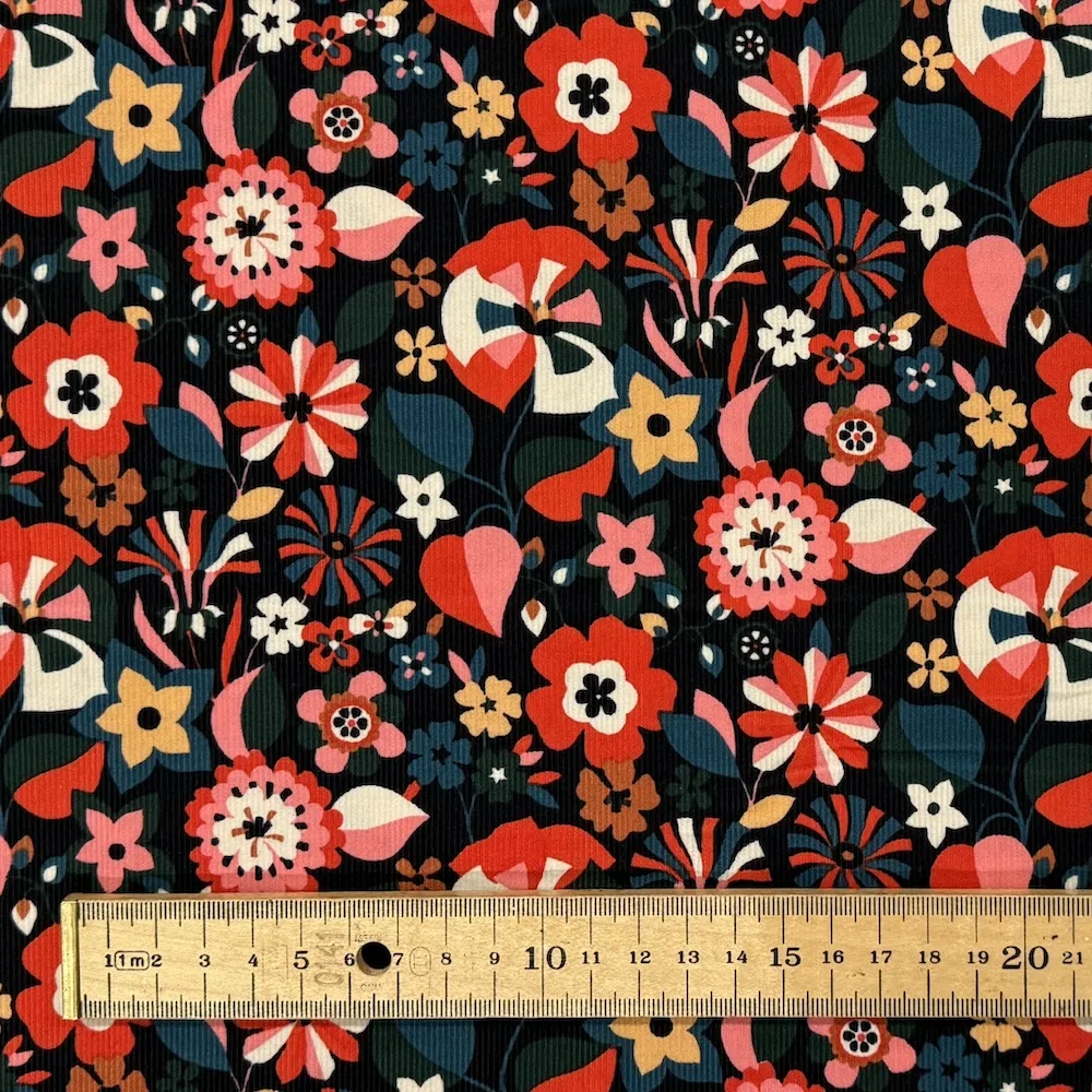 Dashwood Studios 21w 100% Cotton Corduroy - Florali - Flame - Image 2