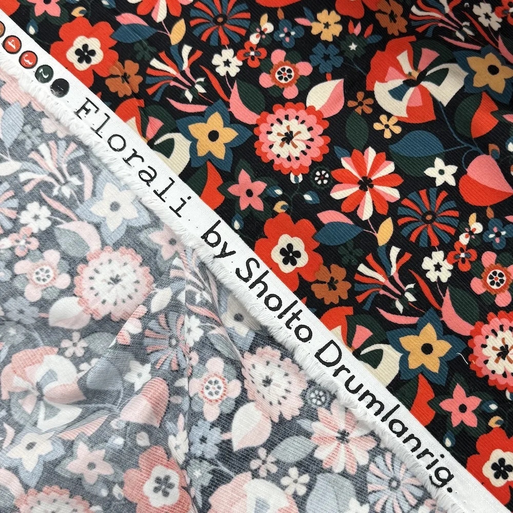 Dashwood Studios 21w 100% Cotton Corduroy - Florali - Flame - Image 3