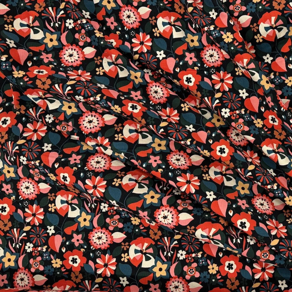 Dashwood Studios 21w 100% Cotton Corduroy - Florali - Flame - Image 4