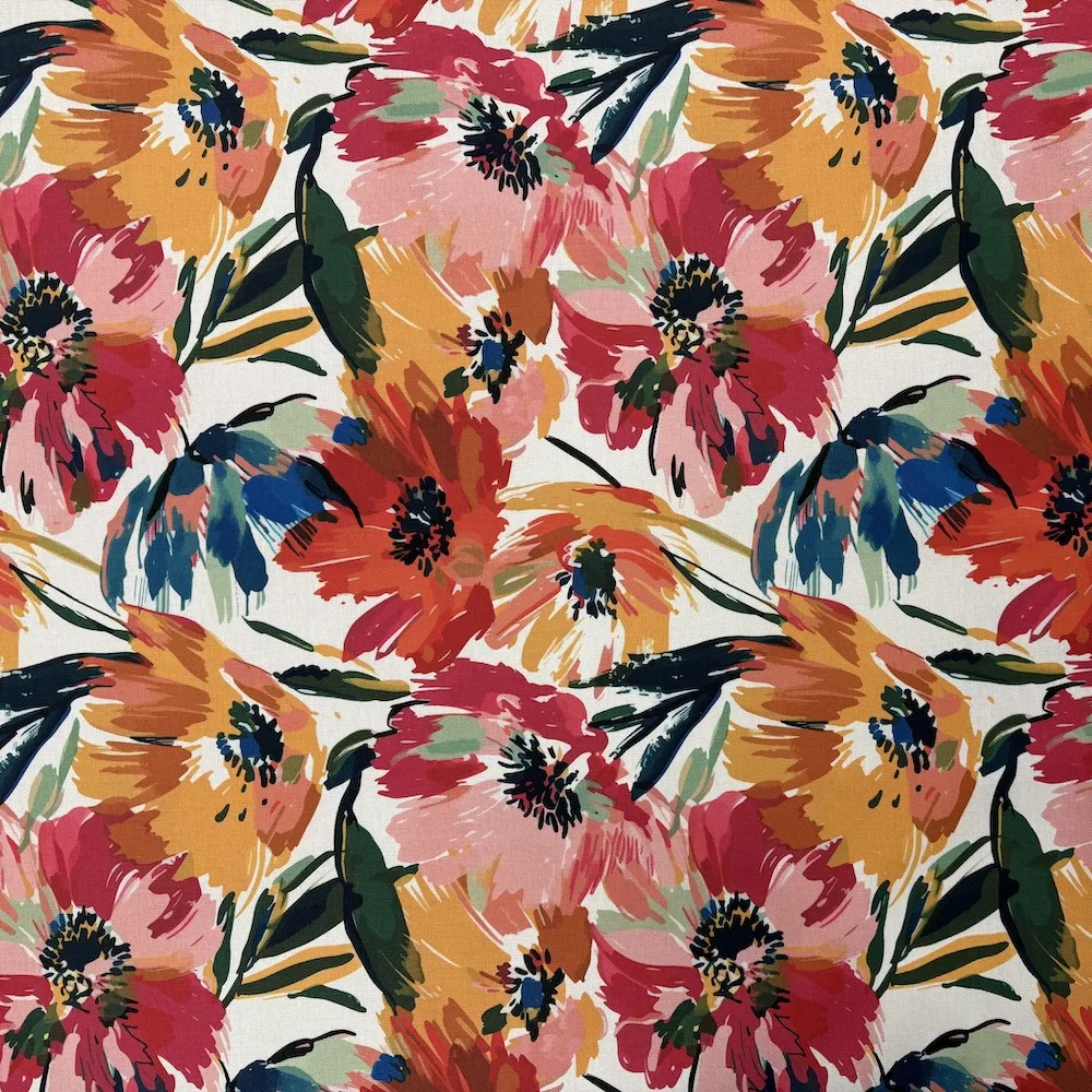 100% Cotton Canvas - Orange Floral - Image 2