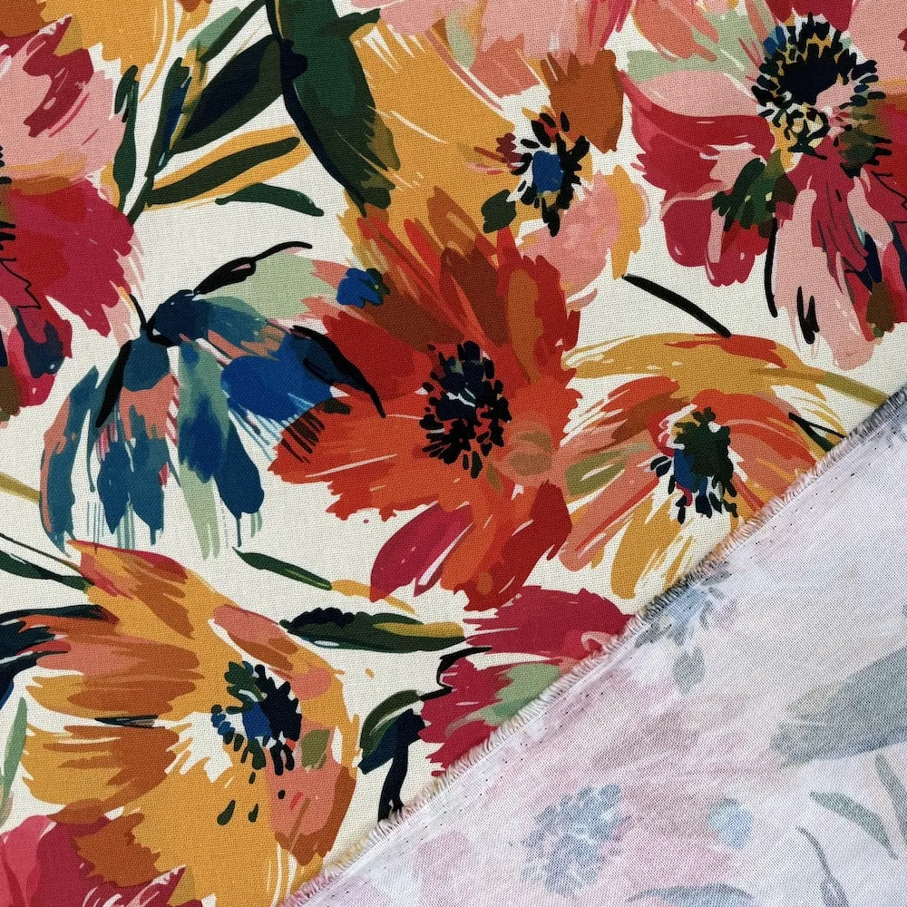 100% Cotton Canvas - Orange Floral - Image 4