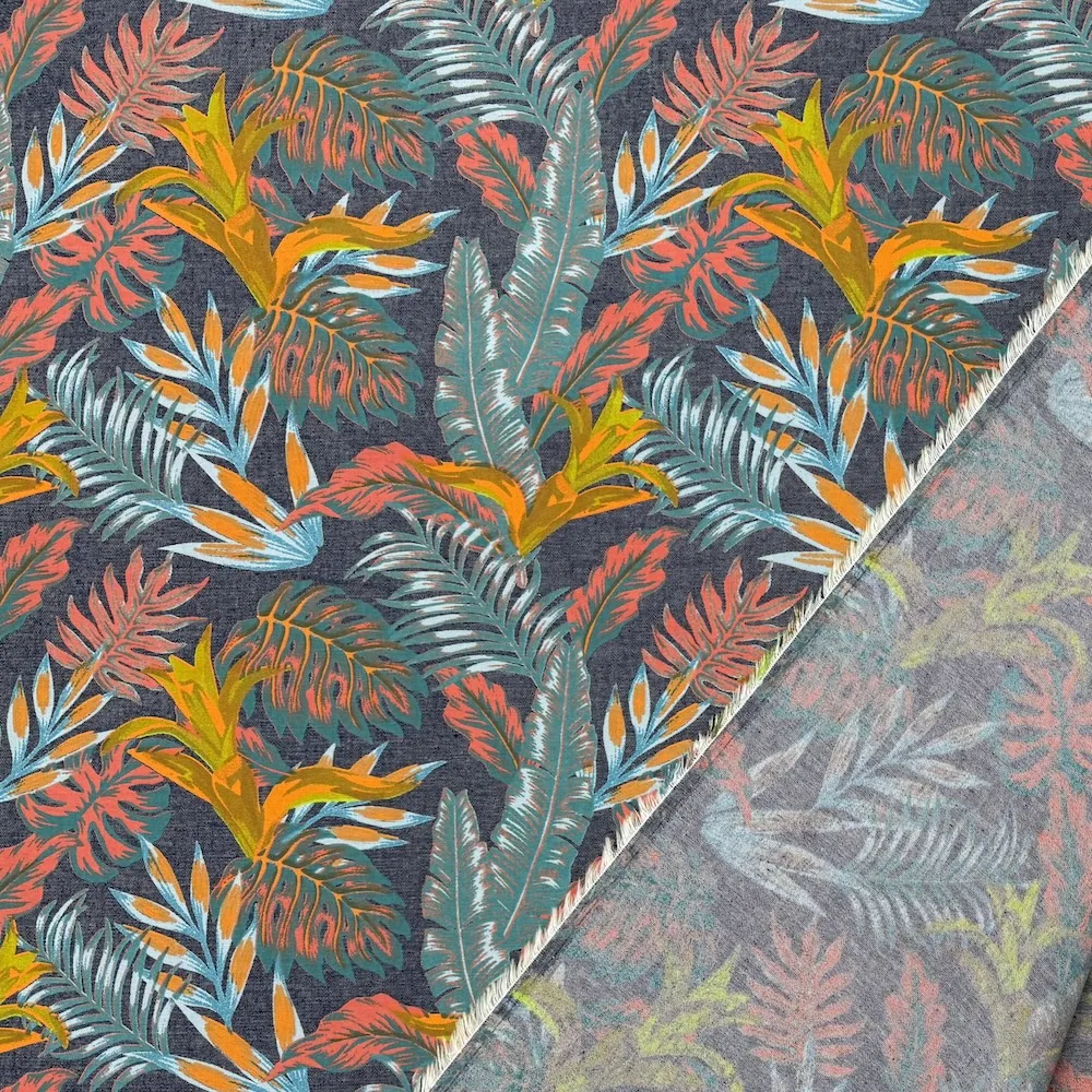 100% Cotton Chambray Printed Flowers - Image 3