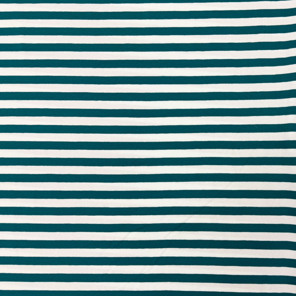 Cotton Lycra Jersey - Teal/White Stripes - Image 5