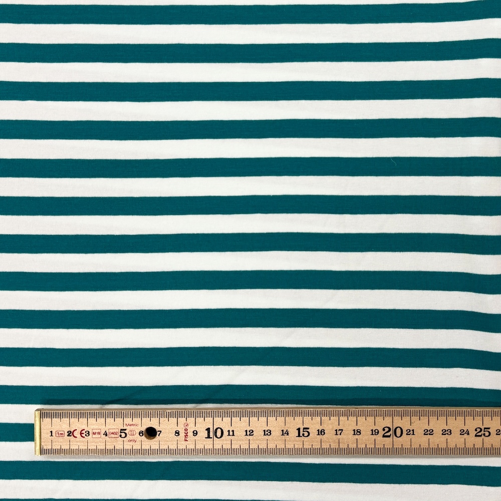 Cotton Lycra Jersey - Teal/White Stripes - Image 4