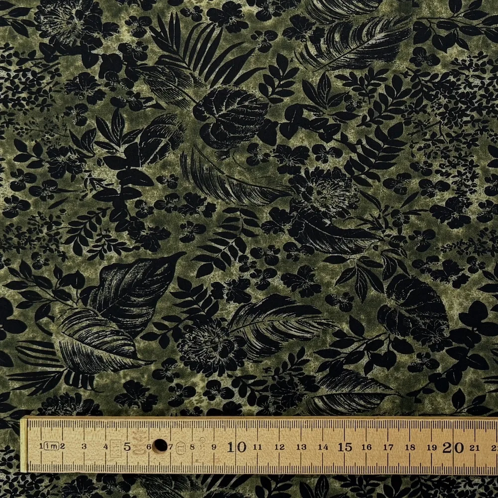 Lightweight 100% Lyocell - Green/Black Leaves - Image 4