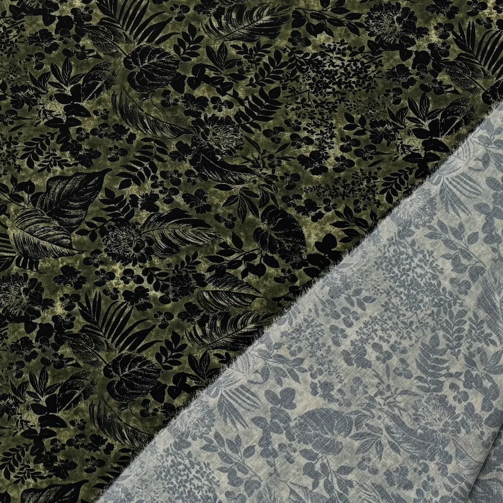 Lightweight 100% Lyocell - Green/Black Leaves - Image 3
