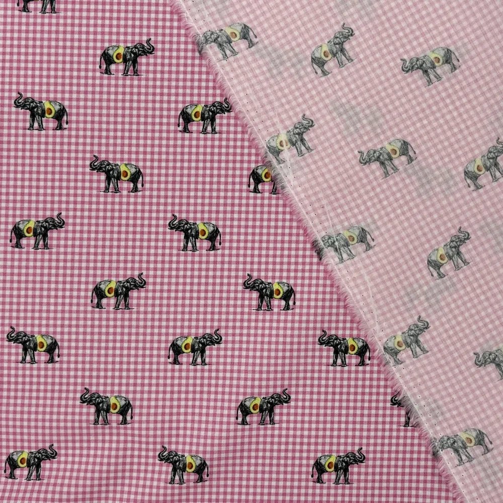 Ex Designer 100% Cotton Shirting - Ele-cado Pink Gingham - Image 4