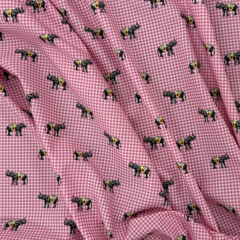 Ex Designer 100% Cotton Shirting - Ele-cado Pink Gingham - Image 2