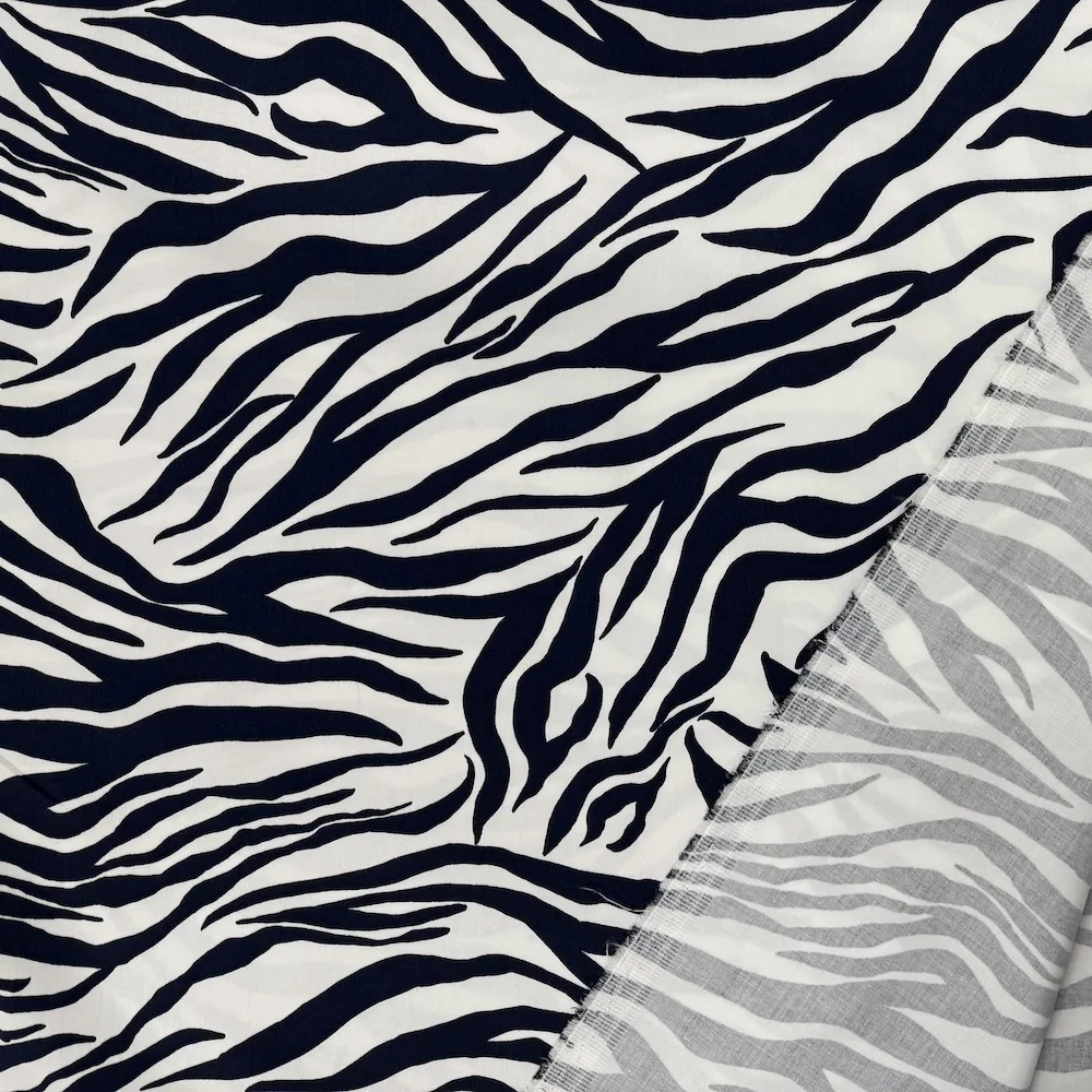 Comfort Stretch Cotton - Navy/White Zebra - Image 5