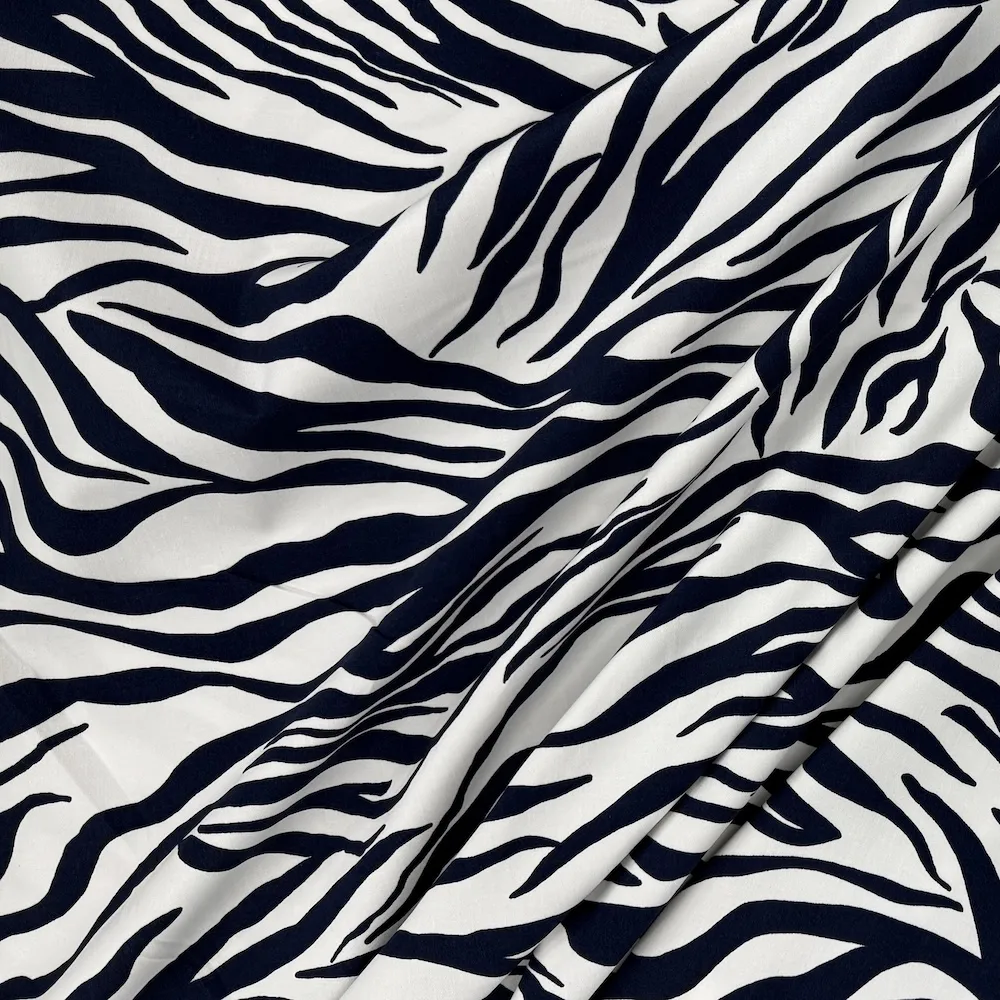 Comfort Stretch Cotton - Navy/White Zebra - Image 4