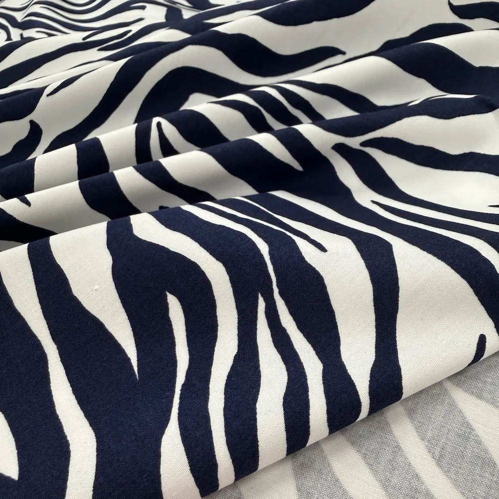 Comfort Stretch Cotton - Navy/White Zebra - Image 3