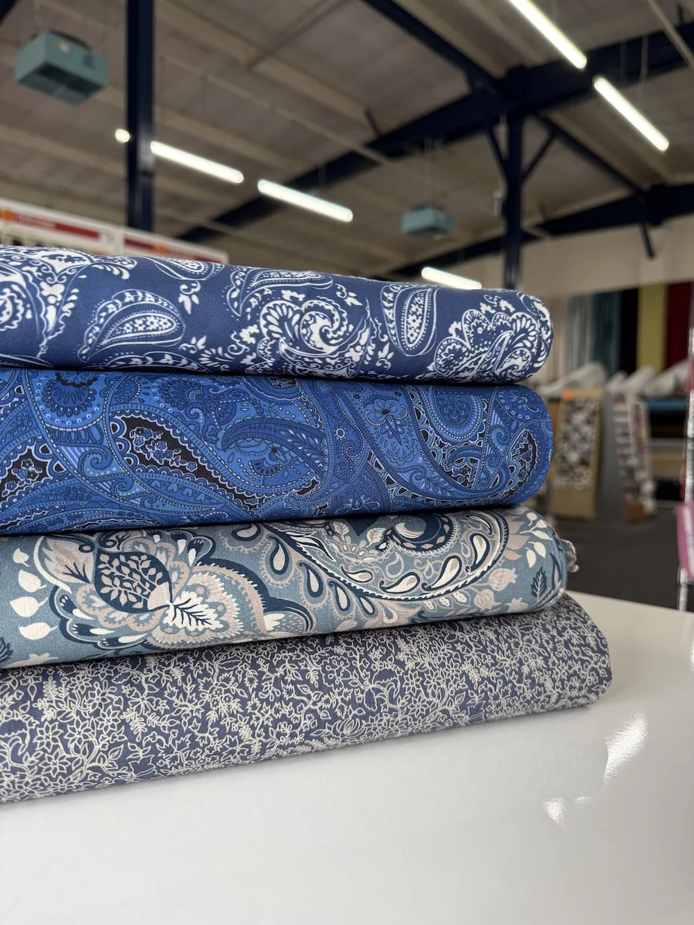 Ex Designer 100% Cotton Poplin Shirting - Cobalt Blue Paisley - Image 7