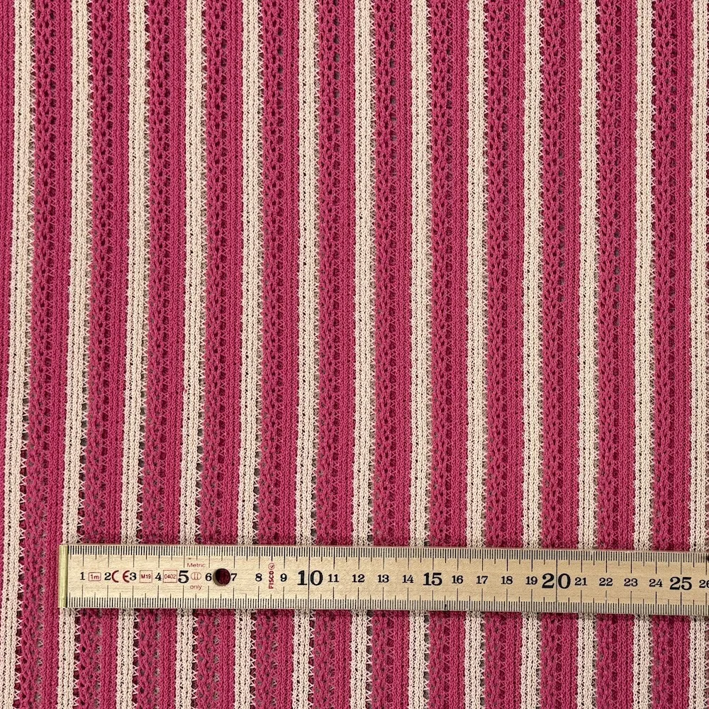 Textured Crochet Fabric - Rhubarb Stripe - Image 4