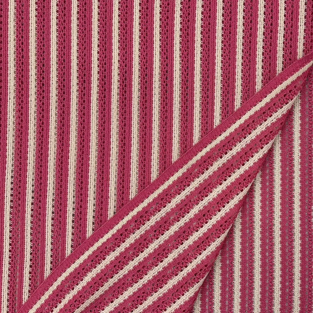Textured Crochet Fabric - Rhubarb Stripe - Image 3