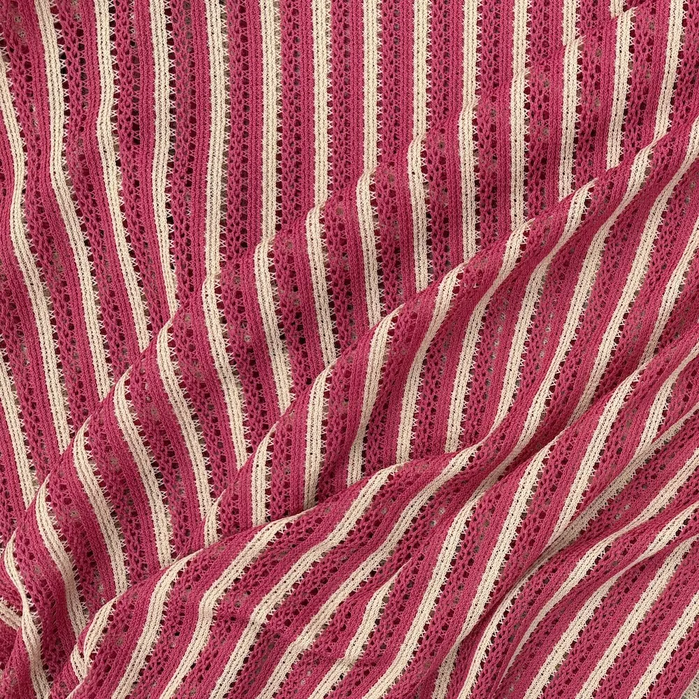 Textured Crochet Fabric - Rhubarb Stripe - Image 2